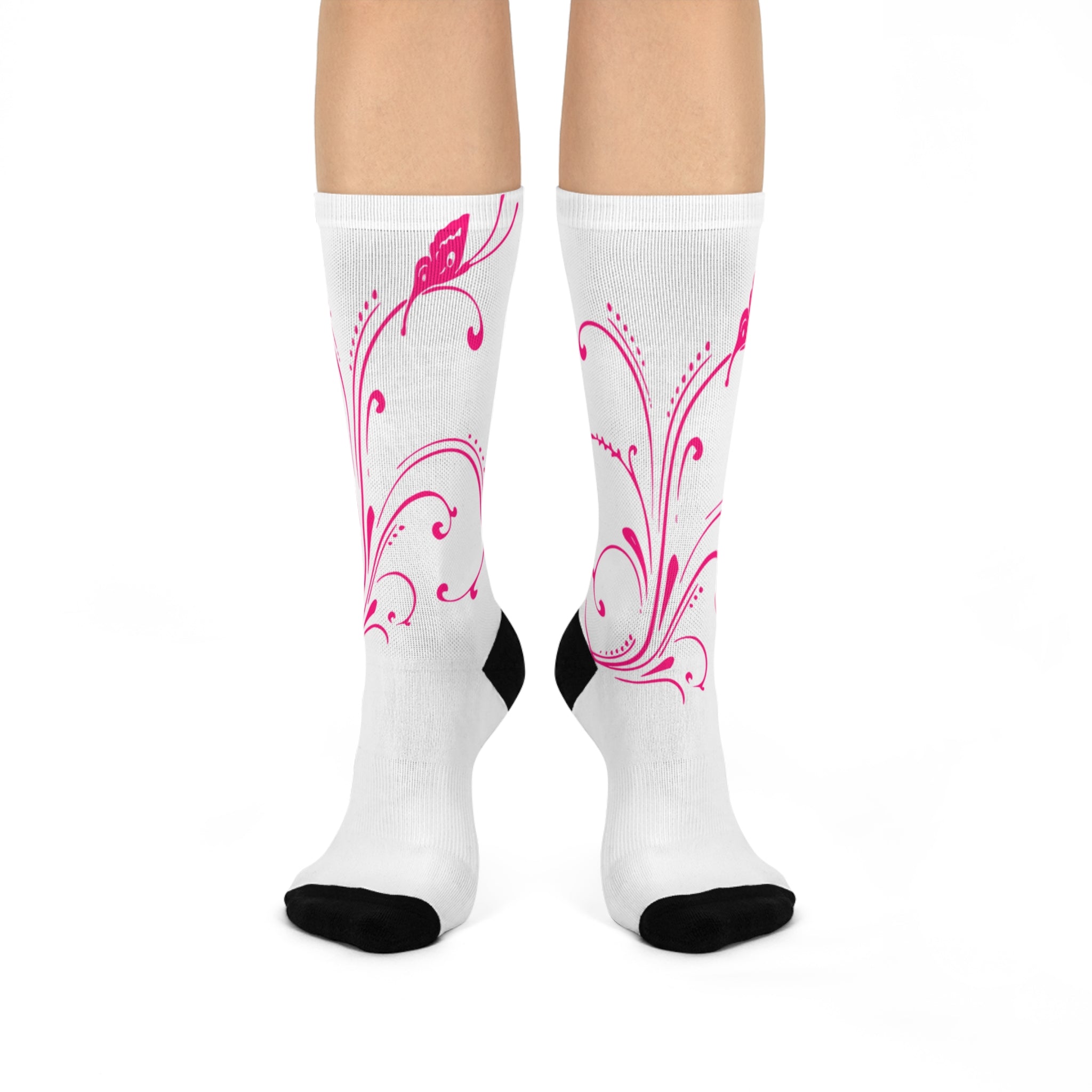 Stylish Floral Cushioned Crew Socks for Comfort and Style