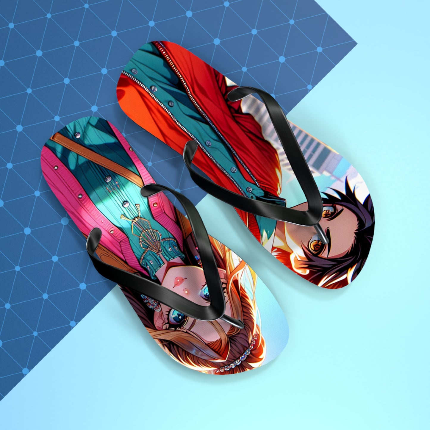 Anime-Inspired Flip Flops, Summer Beach Footwear, Fun Casual Sandals, Unique Gifts for Anime Fans, Vibrant Flip Flops for Beach Trips