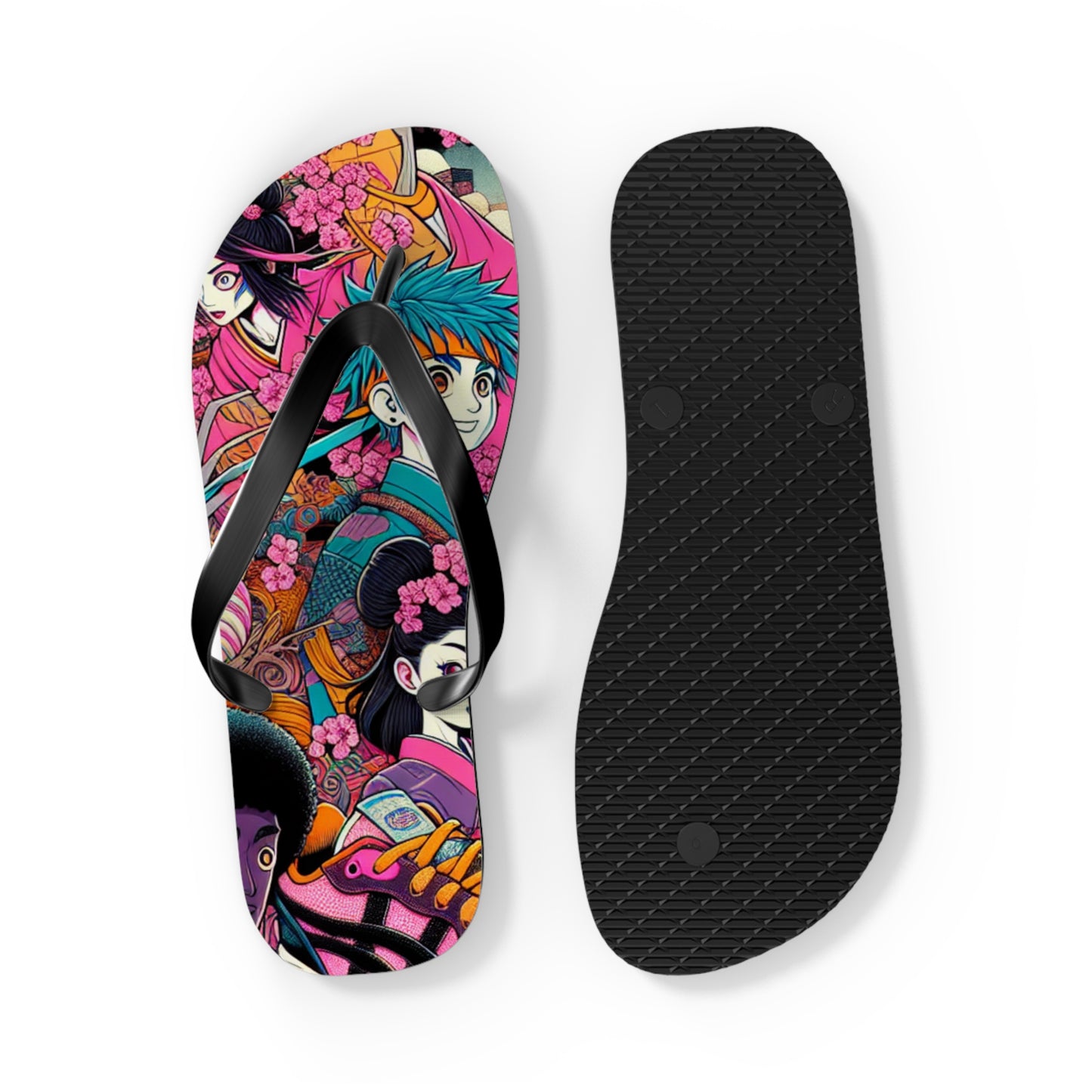 Colorful Artistic Flip Flops, Summer Beach Footwear, Cute Vacation Sandals, Trendy Beachwear, Gift for Her