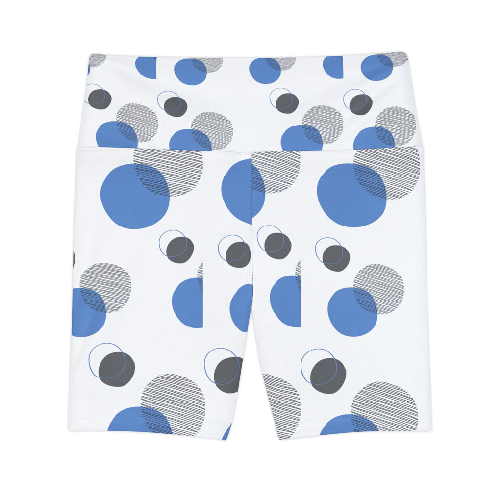 Workout Shorts - Blue Polka Dot Design for Fitness & Fashion