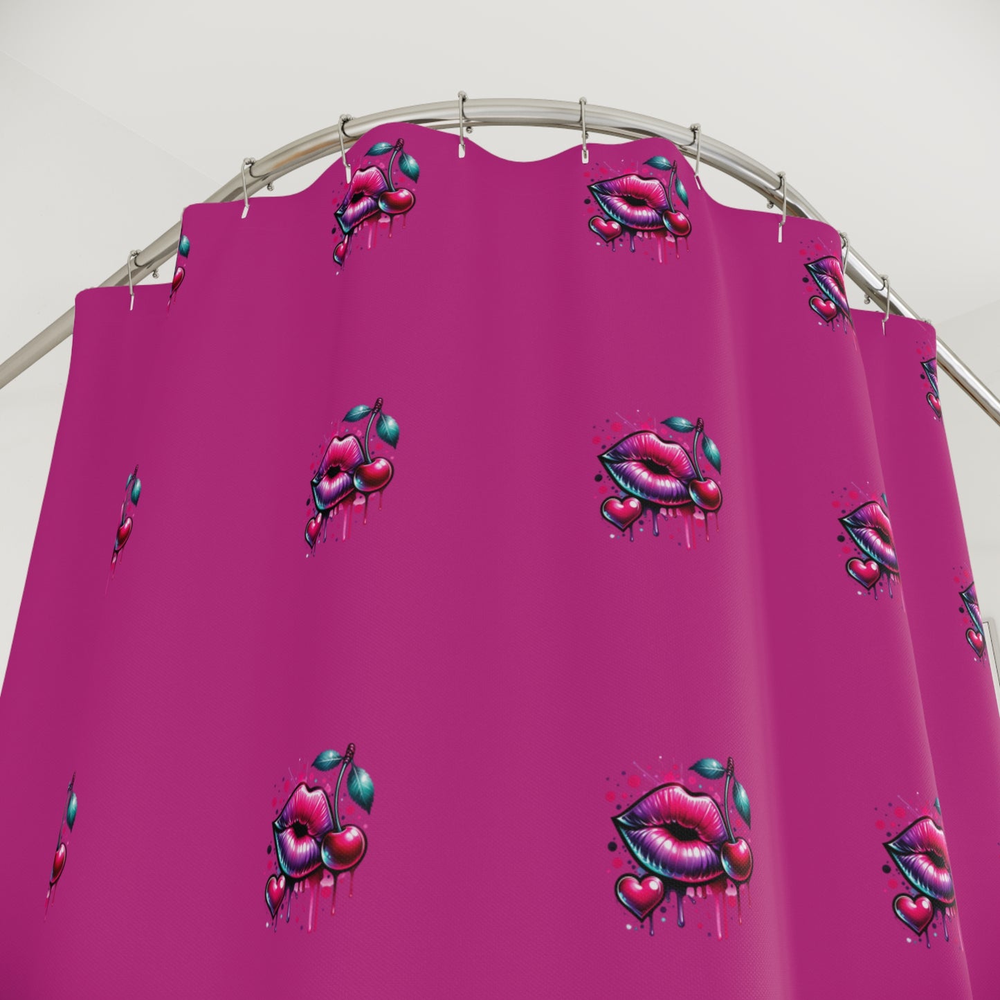 Vibrant Kiss Print Shower Curtain - Unique Bath Decor, Funky Home Accent, Gift for Teen Girls, Stylish Bathroom Makeover, Trendy Home Décor