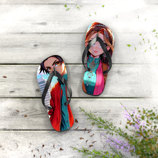 Anime-Inspired Flip Flops, Summer Beach Footwear, Fun Casual Sandals, Unique Gifts for Anime Fans, Vibrant Flip Flops for Beach Trips
