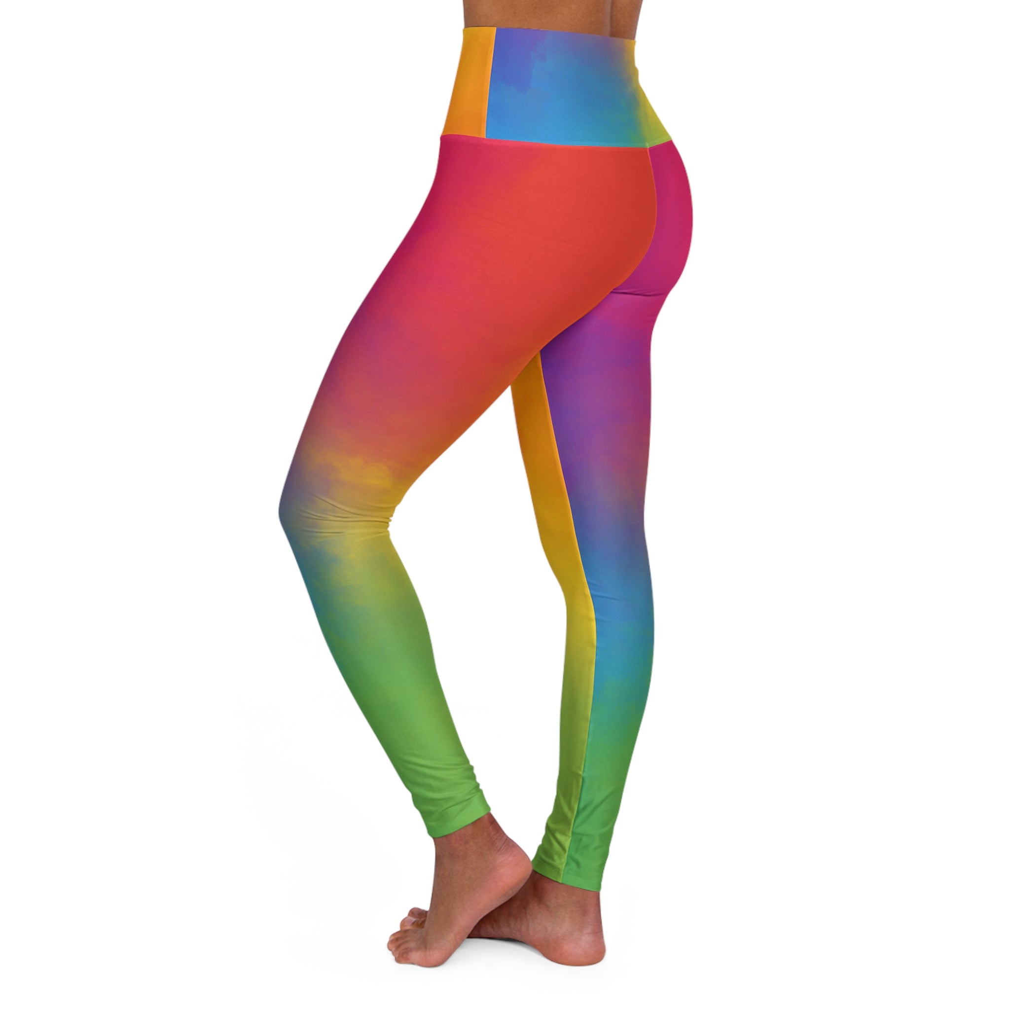 Rainbow Ombre High Waisted Yoga Leggings - Vibrant Fitness Apparel
