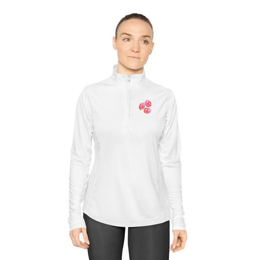 Ladies Quarter-Zip Pullover with Cute Pink Lips Design