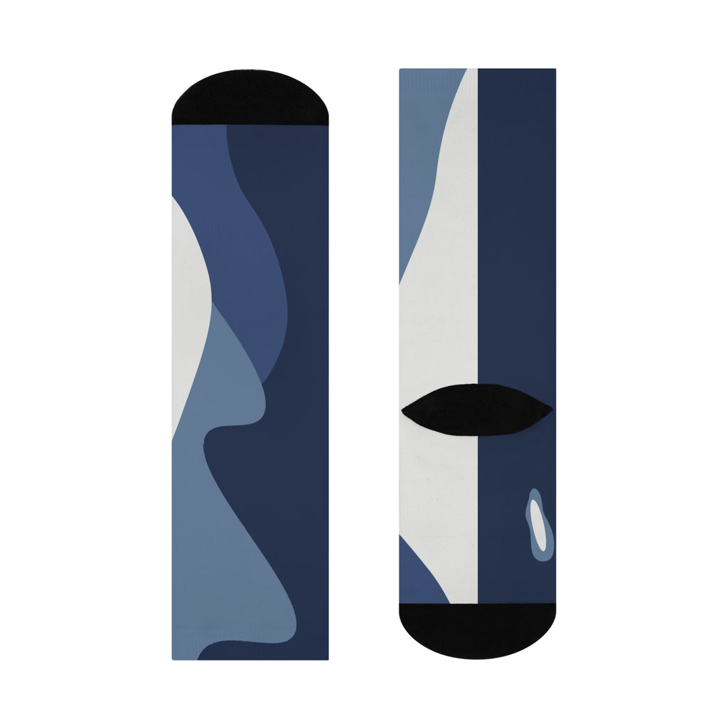 Stylish Comfort Cushioned Crew Socks - Trendy Abstract Design for Everyday Wear
