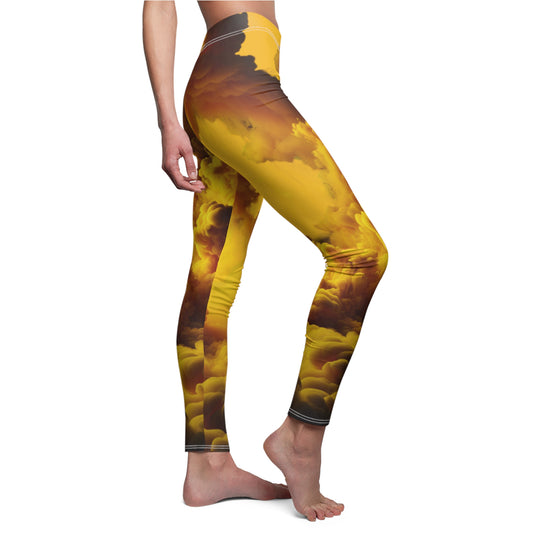 Vibrant Yellow Abstract Leggings for Women - Casual Fashion Activewear
