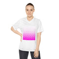 Women's Performance V-Neck T-Shirt - Vibrant Pink Gradient Design for Active Lifestyle