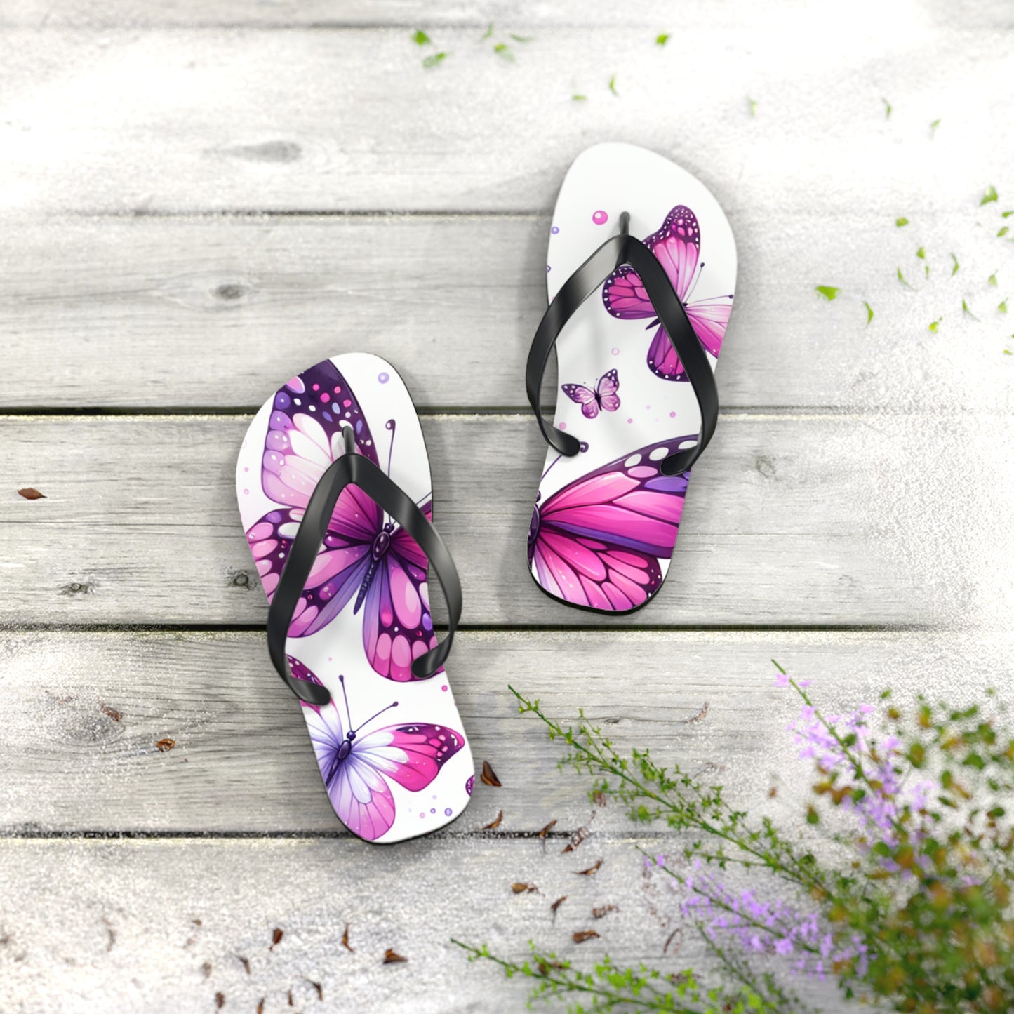 Butterfly Flip Flops - Summer Beach Sandals, Vacation Footwear, Gift for Her, Outdoor Fun, Festival Essentials, Poolside Vibes