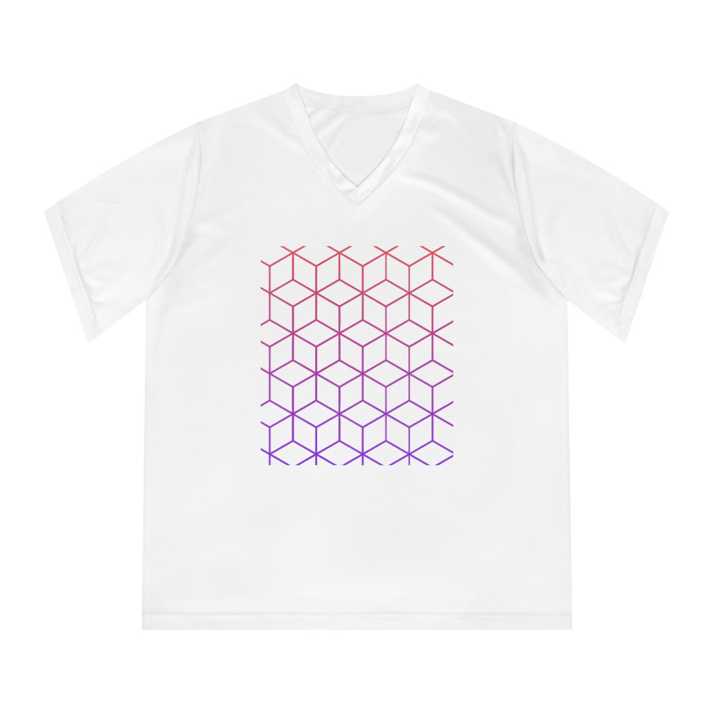 Gradient Hexagon Women's Performance V-Neck T-Shirt