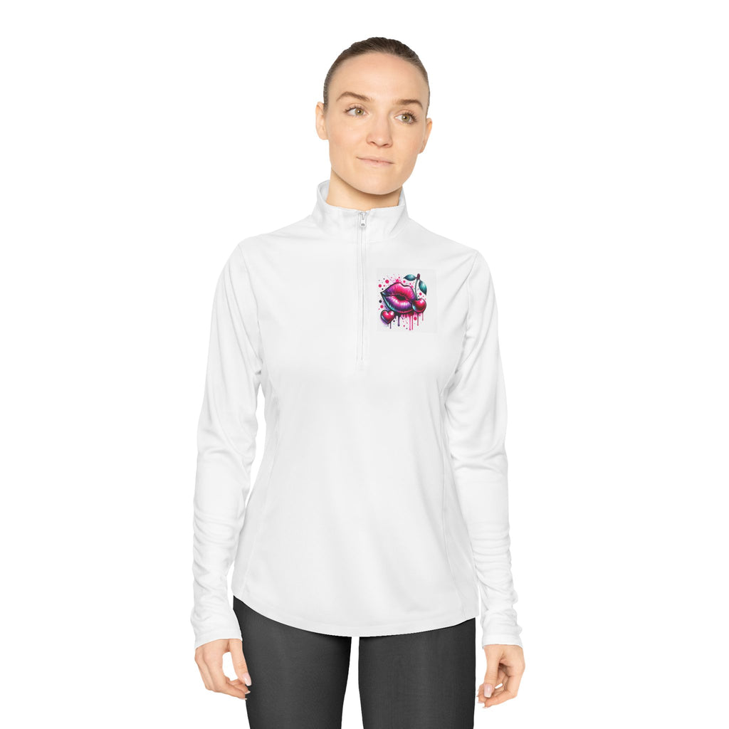 Ladies Quarter-Zip Pullover with Playful Design - Perfect for Active Lifestyle
