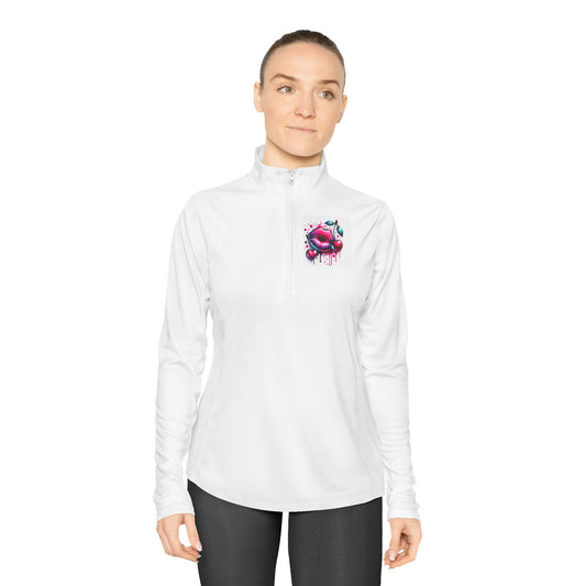 Ladies Quarter-Zip Pullover with Playful Design - Perfect for Active Lifestyle
