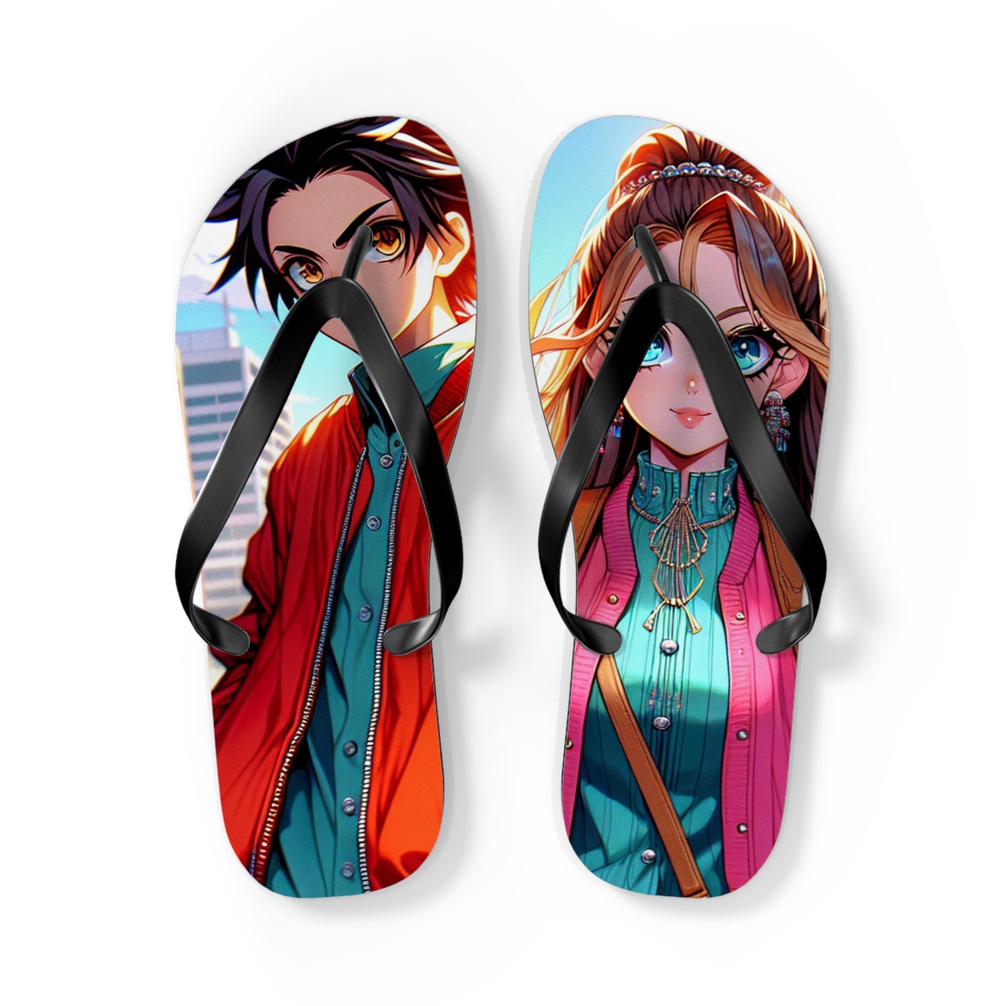 Anime-Inspired Flip Flops, Summer Beach Footwear, Fun Casual Sandals, Unique Gifts for Anime Fans, Vibrant Flip Flops for Beach Trips