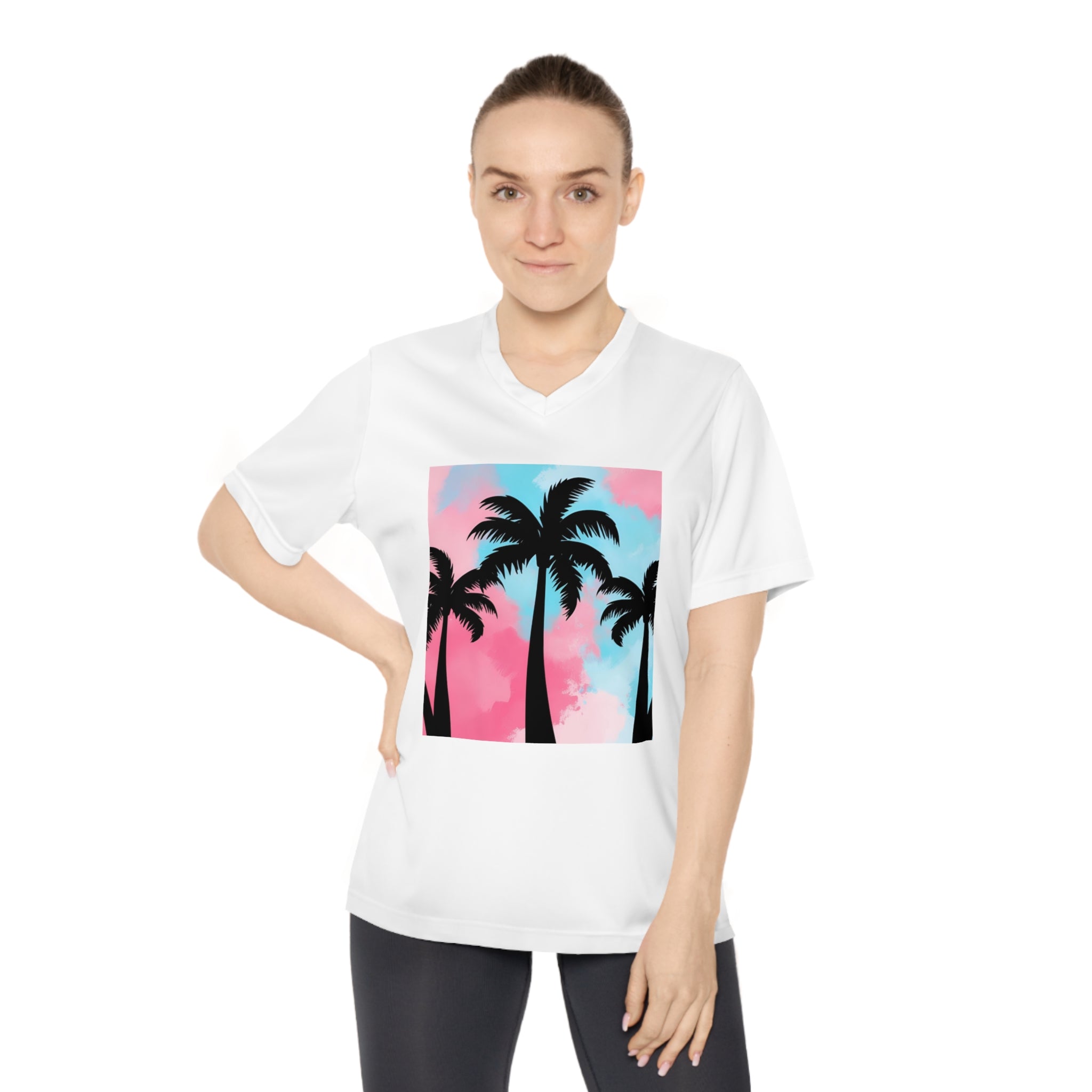 Tropical V-Neck Performance T-Shirt for Women - Stylish & Comfortable