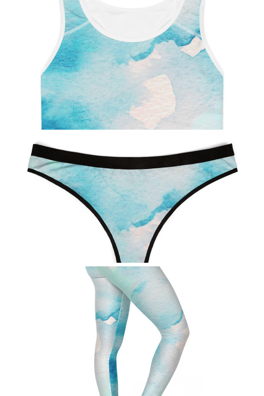 Watercolor  Sports bra, Thong and LeggingsBundle