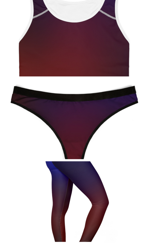 Gradient Sports bra, Thong and Leggings Bundle