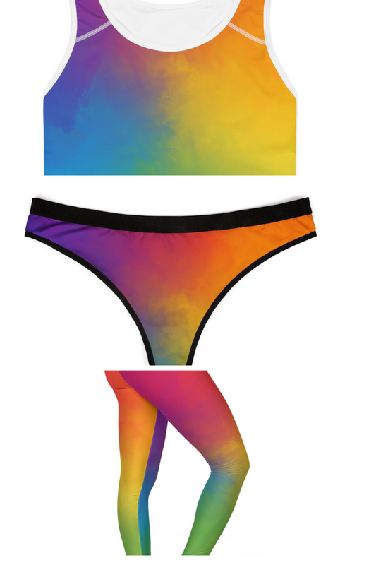 Rainbow Sports bra, Thong and Leggings Bundle
