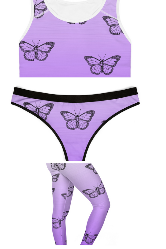 Dee Dee's Butterfly Sports bra, Thong and Leggings Bundle