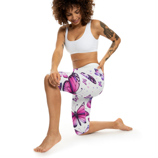 Butterfly Print Capri Leggings for Women - Stylish & Comfortable Fitness Wear