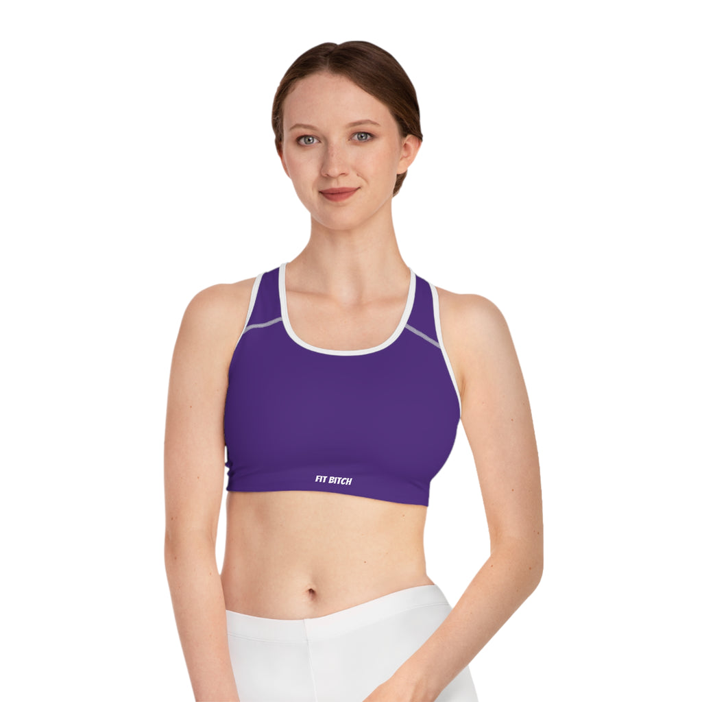 Empowering Purple Sports Bra, Fitness Wear, Workout Top, AOP Athletic Bra, Activewear for Gym Lovers