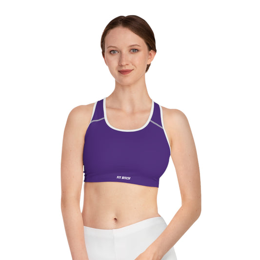 Empowering Purple Sports Bra, Fitness Wear, Workout Top, AOP Athletic Bra, Activewear for Gym Lovers