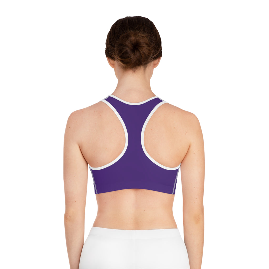 Empowering Purple Sports Bra, Fitness Wear, Workout Top, AOP Athletic Bra, Activewear for Gym Lovers