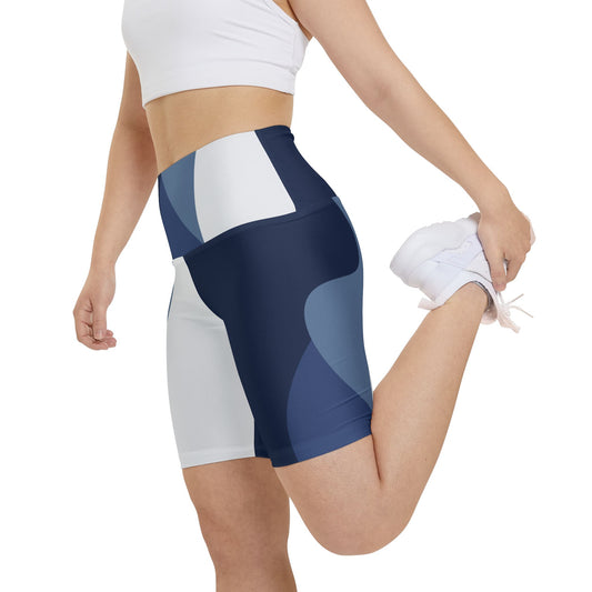 Stylish Women's Workout Shorts - Navy & Abstract Design for Active Lifestyle
