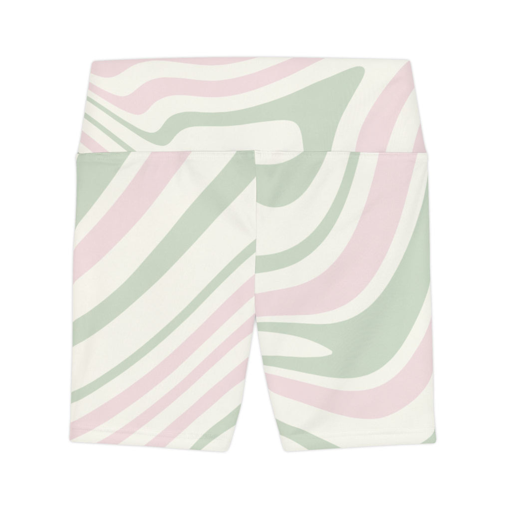 Stylish Women's Workout Shorts - Pink and Green Zebra Print for Fitness Enthusiasts