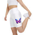 Butterfly Print Women's Workout Shorts - Colorful Activewear for Fitness Enthusiasts